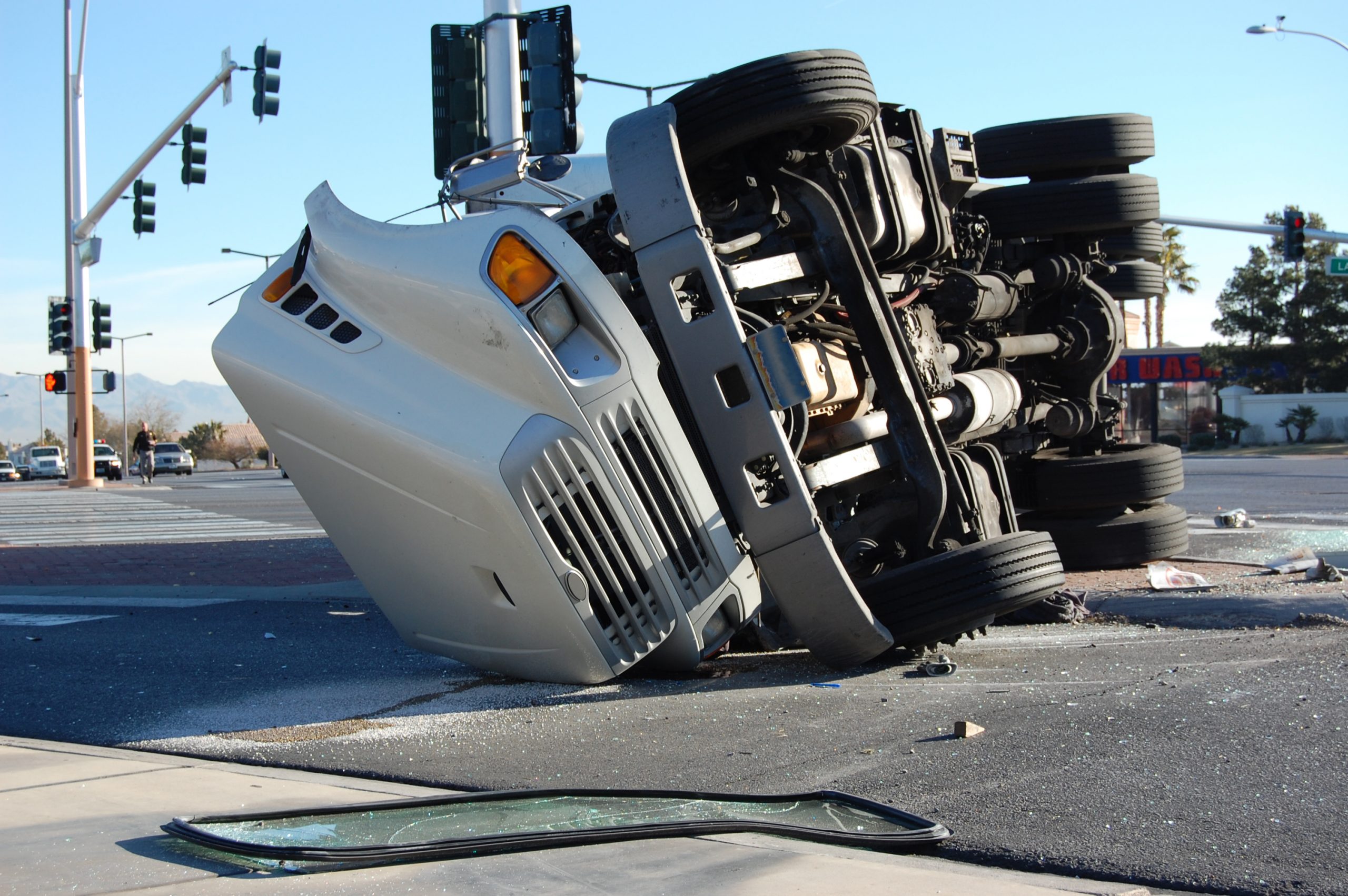 turned over semi-truck